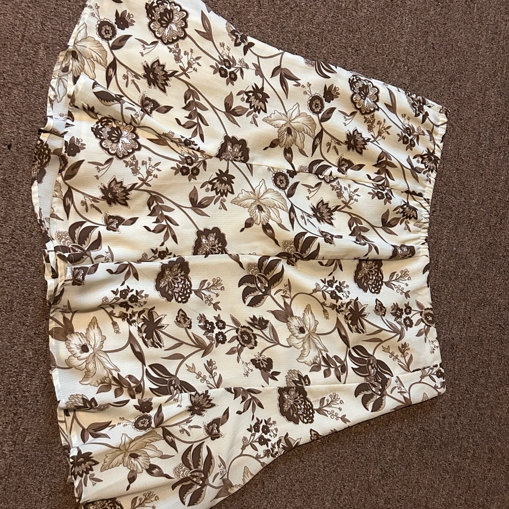 Floral Print Skirt in Cream and Brown
